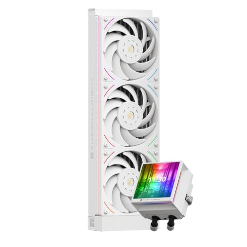 TR-Thermalright Hyper Vision 360 UB ARGB Bianco Liquido Raffreddatore per CPU, Schermo LCD IPS da 3,95'' con Risoluzione 480x480 - Magnetico, Raffreddatore da 360mm, per AM4/AM5, LGA1851/1700/115x