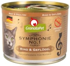 GranataPet Symphonie No. 1 Rind & Geflügel, Katzenfutter ohne Getreide & Zuckerzusätze, Filet in natürlichem Gelee, delikates Nassfutter für Katzen, 6 x 200 g