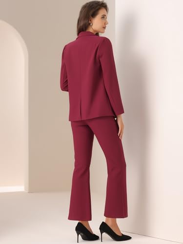 Allegra K 2 Piece Work Suit for Women's Business Formal Double-Breasted Blazer and Pants Set3