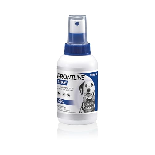 FRONTLINE Spray 100 ml, Antiparassitario per Cani e Gatti e Cuccioli dal Secondo Giorno di Vita, a Lunga Durata, Elimina e Protegge da Zecche, Pulci e Pidocchi