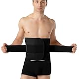 QFE Waist Trainer for Men Abdominal Binder Back Support Belt Waist Trainer for Belly Belt Fat Trimmer Sweat Sweet Men's Band Exercise Slimmer Stomach Shapewear Corset Posture Corrector (Black, L)