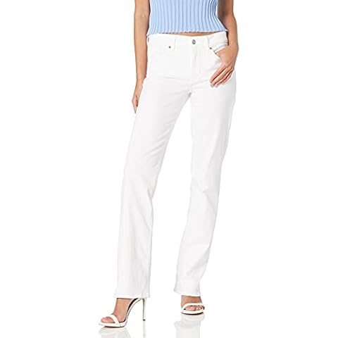 NYDJ Women's Petite Marilyn Straight Leg Jean, Optic White, 14 Cover