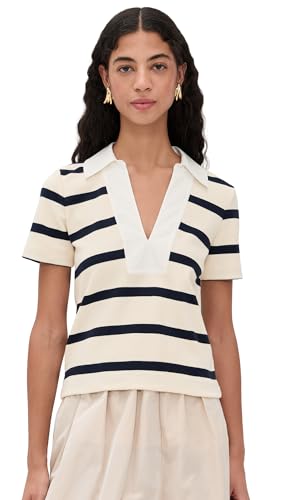 Tanya Taylor Womens Melanie Top Cream/Maritime Blue Wide Stripe XS