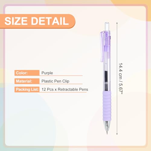 PATIKIL 12 bolígrafos retráctiles punta fina 0.5mm tinta morada miniatura 2