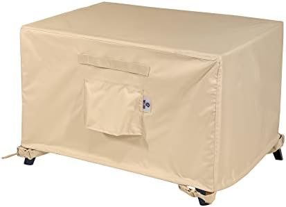 WJ-X3 Patio Coffee Table Covers Waterproof, Outdoor Ottoman Cover Rectangle, Fire Pit Table Cover Wind Resistant, UV Resistant 36W x 30D x 18H inch, Beige
