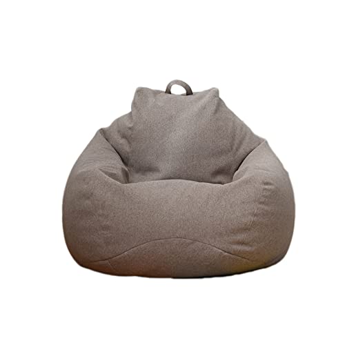 Highdi Bean Bag No Filler, Gaming Beanbag Chair Cover for Adult Kids Without Filling Highback Comfortable Solid Color Lazy Sofa Beanbag Soft Toy Storage Bean Bag Seat (Linen brown,70x80cm)