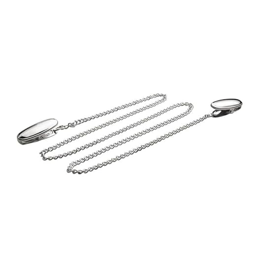 Zilverstad Servetklemmen met ketting, staal, zilver, 6,5 x 5,6 x 3,7 cm