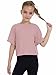 Girls Short Sleeve Crop Tops Kids Fashion Athletic Crew Neck Cropped T Shirts Casual Basic Tees Pink