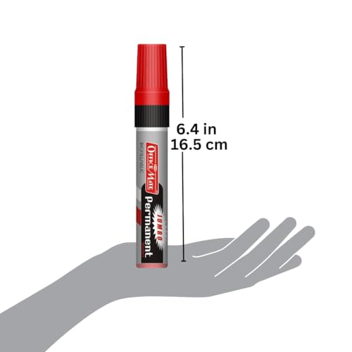 Image of Soni Officemate Jumbo Permanent Marker| Pack of 2 (Red)|Smudge-Free, Low Odor | Extra-Wide 10mm Chisel Tip | Refillable