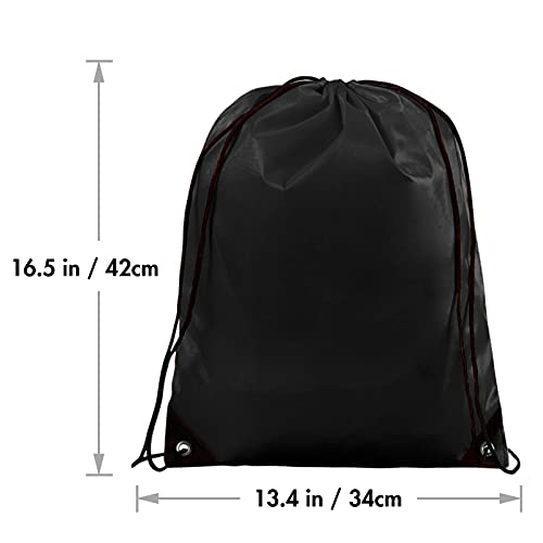 Image of IKAYAS 6Pcs Drawstring Bags Bulk Black Drawstring Backpack, String Backpack Cinch Sack Sport Gym Backpack Bags for Yoga Traviling Outdoor Sports