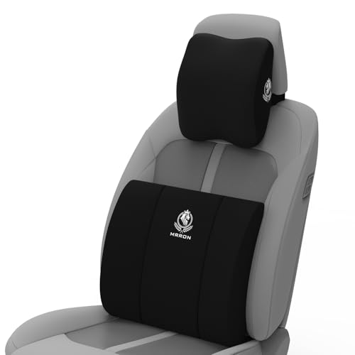 Image of MRRON Series Memory Foam Neck Rest & Extra Lumbar, Relief Pillow, 100% Soft Memory Foam Pillow, Adjustable Strap, Cervical Support for Car Seat. (Black, Lumbar)