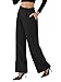 ZAFUL Womens Wide Leg Dress Work Pants Business Casual Flowy Trousers High Elastic Waisted Pleaded Stretchy Slacks Teacher Clothing Fall Outfits with Pockets 2025 Black Small