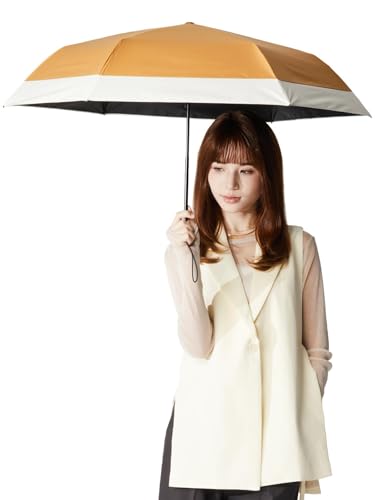 KIZAWA 日傘 折りたたみ 超軽量 カーボン日傘 6本骨 125g-160g uvカット 100 遮光 折り畳み 晴雨兼用 5級撥水 完全遮光 レディース 遮熱 おりたたみ傘 メンズ コンパクト 風に強い 暑さ対策 (【バイカラー】キャメル×オフ)の商品画像（Amazon）