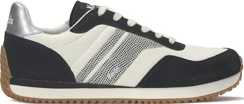 Keds Women's Rena Lace Up Fashion Sneaker, Black/White/Burgundy/Dalmata, 9.52