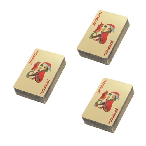 ibasenice 3stücke Goldene Spielkarten wasserdichte Pokerkarten Für Pokerabende Festivals Und Sammler Karten Deck Mit Hervorragendem Griff Und Strapazierfähigkeit