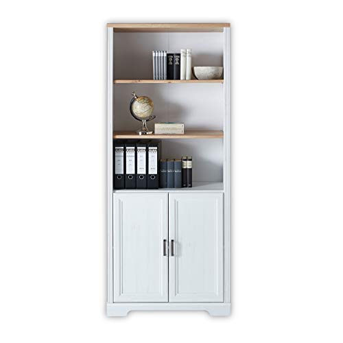 Stella Trading JASMIN Büroschrank in Pinie hell, Artisan Eiche Optik - Aktenschrank mit offenen...