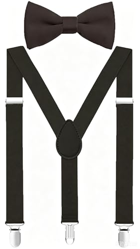 Image of Boys' Men's Suspenders and Bow Tie Set Elastic Adjustable