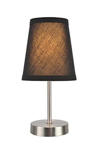 Aspen Creative 40085-3, 1-Pack Set-1 Light Candlestick Table Lamp, Contemporary Design In Satin Nickel, 10" High, Black #TOP1