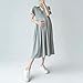 QUNPIU Women's Summer 2026 Short Sleeve Lapel Collar V Neck Maternity Dress Casual A-Line Pleated Swing Pregnancy Dresses Gray