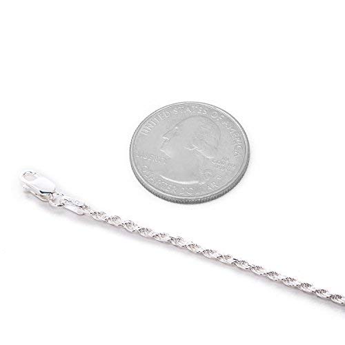 DSS 925 Sterling Silver Necklace for Women, Rope Chain 2mm, Lobster Claw Clasps, Sterling Silver Chain, Italian Jewelry for Women, 16in - 36in3