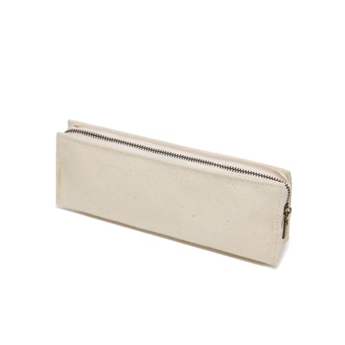 Image of Canvas Pencil Case Lightweight and Durable Ideal Pencil Pouch (Beige, Canvas)