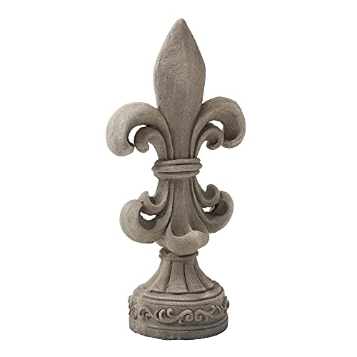 Glitzhome Fleur De Lis Garden Statue, 27.25 Inch, Concrete Grey #TOP3
