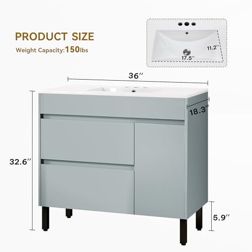 image for YITAHOME 36 Inch Bathroom Vanity with Sink, Bathroom Cabinet Vanity fo