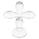 BIUDECO Decorativo Cruz de Cristal Transparente sobre Base Figura Artesanal Tallada Mano para Decoración de Hogar Oficina o Altar como Adorno Navideño Religioso Coleccionable