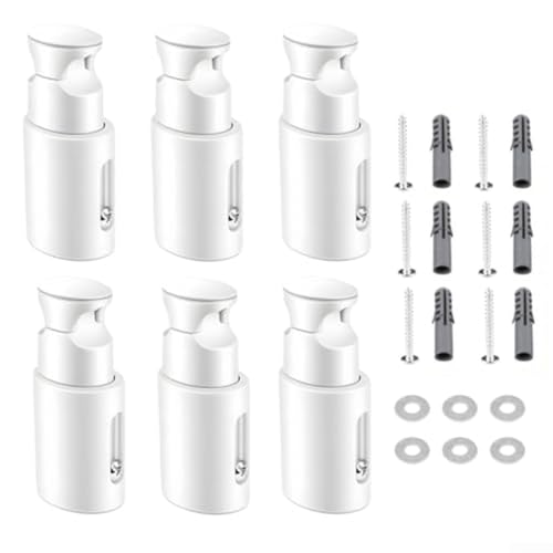Lot de 6 supports de chauffe-serviettes en ABS blanc pour rails chauffants droits ou incurvés – Support mural réglable pour économiser de l'espace dans la salle de bain avec matériel de montage facile