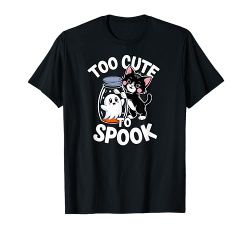 Cute Cat Ghost Book Halloween Spooky Boo Ghost Jar Camiseta