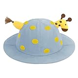 SYGA Cotton Baby Bucket Sun Hat For Sun Protection Cap Fishermans Hats Spring Cute Baby Cartoon Giraffe Cap For 6 Months - 3 Years Children (Blue)