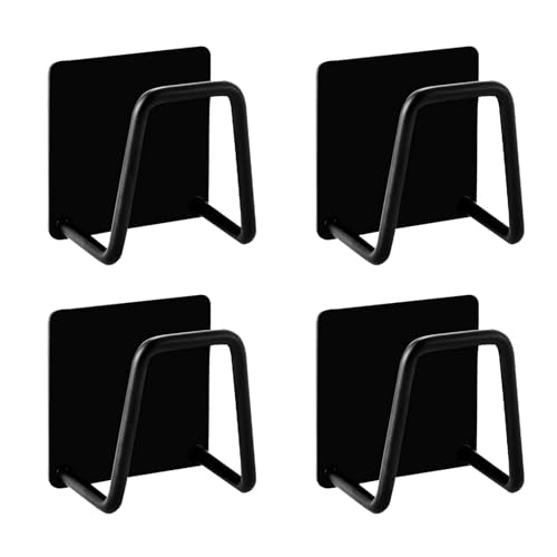 MultiValue 4 Porta Esponjas Fregadero, Duradero de Acero Inoxidable Gancho Esponja Autoadhesivo Resistente al Agua Soporte para Esponja Fregadero de Cocina Accesorio de Cocina(Negro)