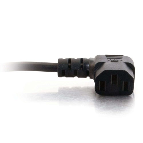C2G Power Cord, 90 Degree Power Cord, Right Angle Power Cord, 3 Pin Connector, Universal Power Cord, 18 AWG, Black, 6 Feet (1.82 Meters), Cables to Go 03152