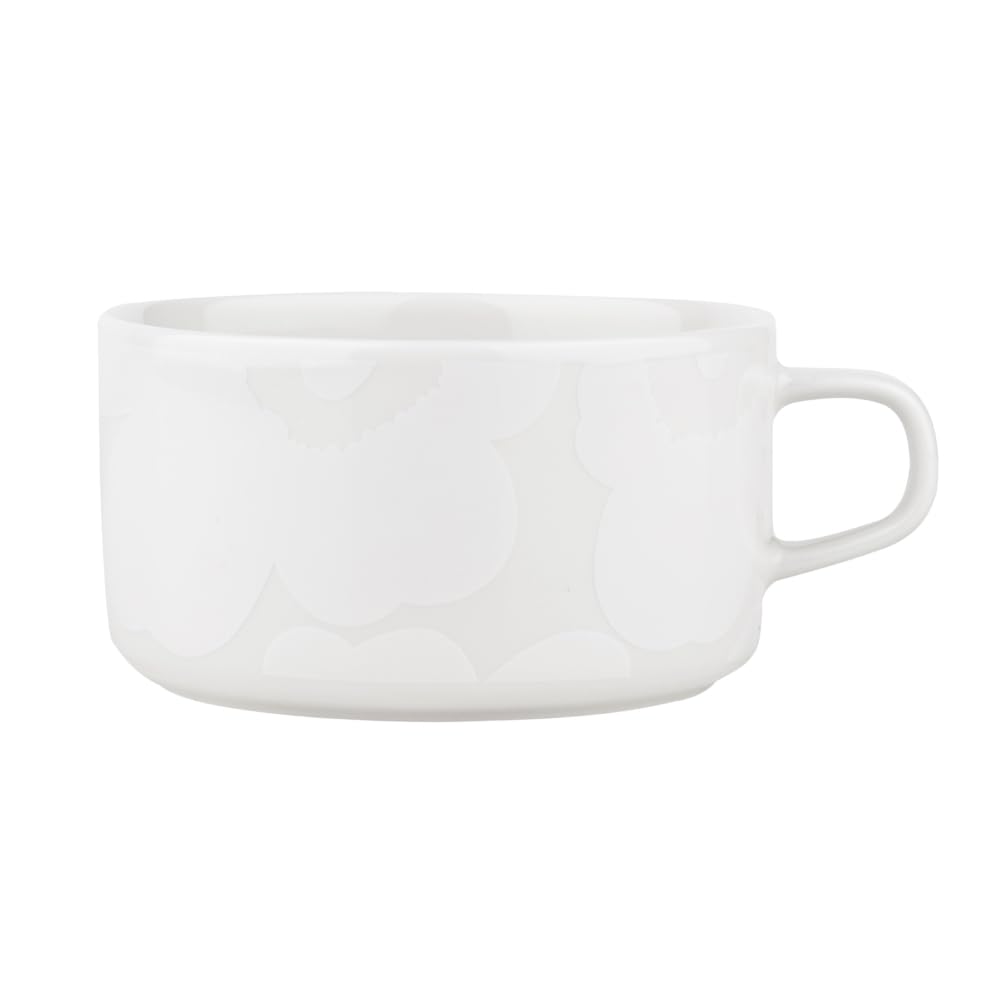 MARIMEKKO Oiva Unikko Tea Cup – Refine Your Kitchen Décor with Our Iconic White Stoneware – Stylish Porcelain Tea Cups to Elevate Your Drinking