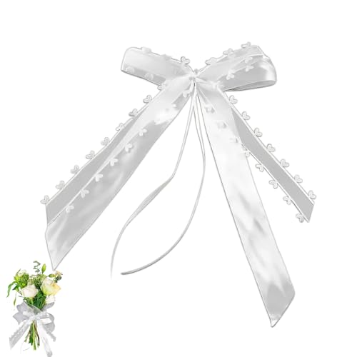 10 Pièces Noeud Voiture Mariage Blanc - Noeud Déco Voiture en Satin pour Décoration Auto de Mariage, Cadeau Cérémonie Bouquet Chaise (Nœuds Blancs)