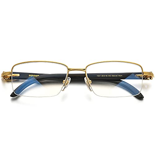 Image of HEPIDEM 100% Really Buffalo Horn Handmade Sun Glasses Square Rimless Luxury BUffs Sunglasses 0816