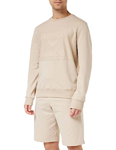 Emporio Armani Sweat-Shirt à col Rond texturé pour Homme, Sable Jaune