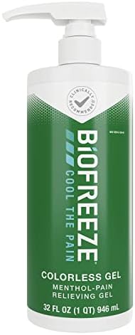 Biofreeze Menthol Pain Relieving Gel 32 FL OZ Bottle With Pump For Pain Relief Associated With Sore Muscles, Arthritis, Simple Backaches, And Joint Pain, Colorless Formula (Packaging May Vary)