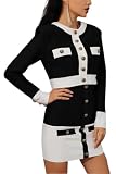 ksotutm Two Piece Outfits for Women Long Sleeve Plaid Print Jacket Crop Top Bodycon Mini Skirt Set P