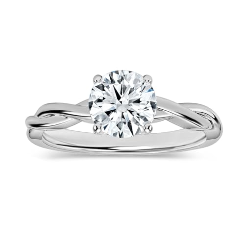 1.00 Carat Round Cubic Zirconia Solitaire Intertwined Strands Engagement Ring for Women in 925 Sterling Silver