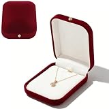 Caja de joyas de terciopelo para Collar y Colgante Premium Elegante Estuche de Joyería Rojo Caja de Regalo para Boda, San Valentín y Aniversario, Portátil Organizador de joyas, Suave y Lujoso