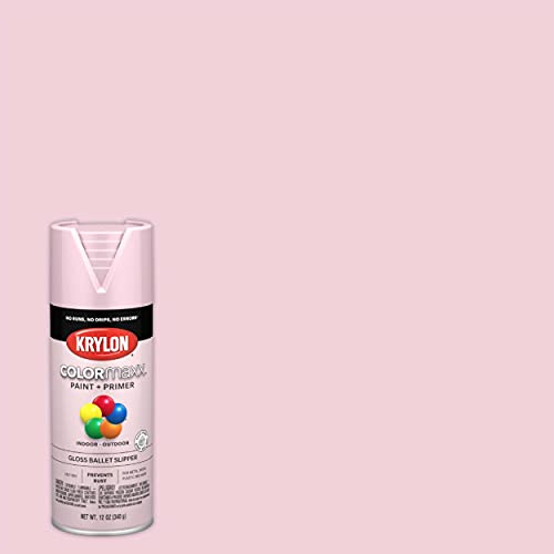 Image of Krylon K05502007 COLORmaxx Spray Paint and Primer for Indoor /Outdoor Use, Gloss Ballet Slipper Pink, 12 Ounce (Pack of 1)
