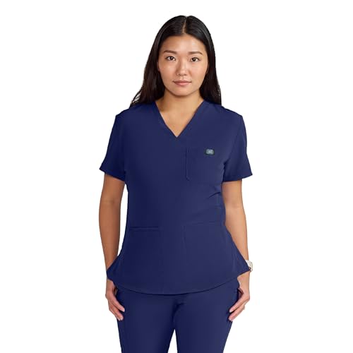 ave. Lex Women’s Scrub Top, Tunic Style, 4-Way Stretch Fabric, Comfort, Easy Care Women’s Scrubs, Wrinkle-Resistant, For Nurses & Medical Professionals, Machine Washable (S, Navy)