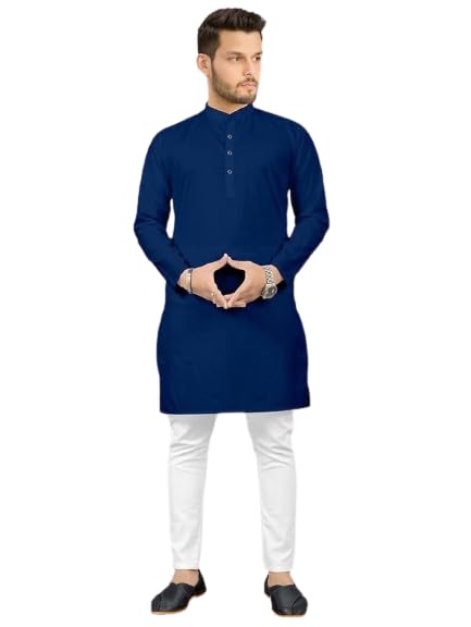 Men Solid Straight Kurta (Dark Blue)-picture-40