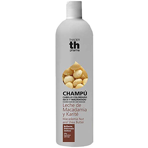 Thader Th Pharma Champú de Leche de Macadamia y Karité ideal para cabello teñido, seco o maltratado, 1000 ml