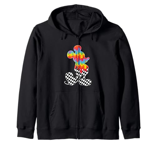 Hoodie Mickey Mouse tie dye imprimé damier idéal pour vos sorties urbaines décontractées