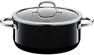 Silit Passion Black garnek do gotowania, duży 24 cm, szklana pokrywka, garnek do smażenia indukcyjnego 4,4 l, ceramika funkcyjna Silargan, czarny