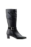 Genérico J 1020 Botas de piel negro ancho especial, tacón ancho, cremallera, estilo 24 horas (39)