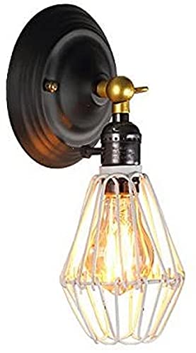 Lámpara de noche articulada con jaula industrial retro aplique de pared blanco para lectura