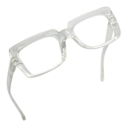 Eyekepper Gafas de lectura con estilo Mujer - Lectores cuadrados de gran tamaño Transparente +0.50